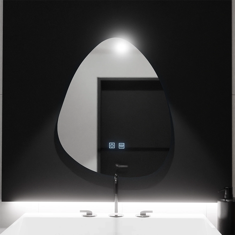 Specchio organico LED 80x60cm, Fluido Touch, Sistema Demister, Dimmerabile