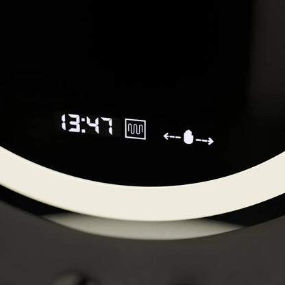 Specchio rotondo a LED, 60 cm, Celeste MotionGlow Marcello, sistema antiappannamento, orologio e termometro, dimmerabile, luce calda neutra fredda 3000K/4000K/6000K Marcello Mirrors Titolo predefinito Alessandro Design