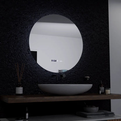 Specchio rotondo a LED, 60 cm, Serenite MotionGlow Marcello, sistema antiappannamento, orologio e termometro, specchi dimmerabili Marcello Titolo predefinito Alessandro Design