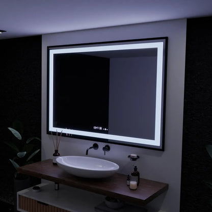 Oglinda LED Rectangulara, 100x65cm, Verite Majeste Noir Motion Glow Marcello, Sistem Dezaburire, Ceas & Termometru, Dimabila Oglinzi Marcello Default Title Alessandro Design