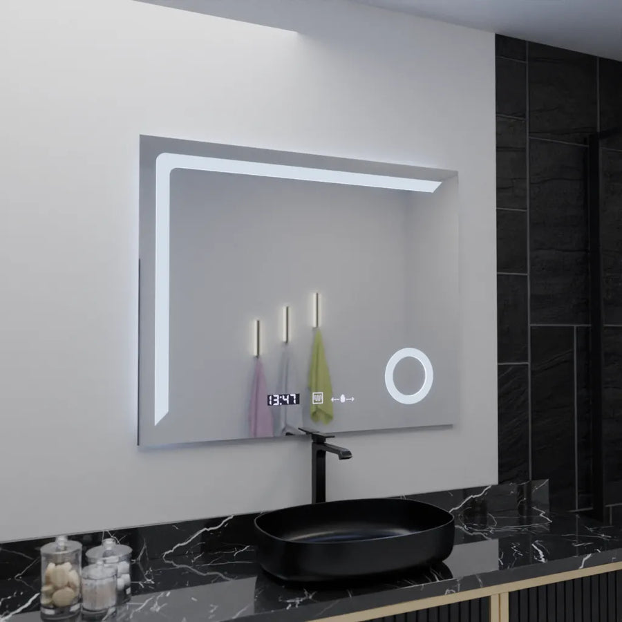 Oglinda LED Rectangulara, 100x80cm, Precision MotionGlow Marcello, Sistem Dezaburire, Ceas & Termometru, Lupa Cosmetica, Dimabila Oglinzi Marcello Default Title Alessandro Design