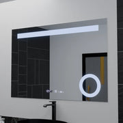 Specchio rettangolare a LED, 120x80 cm, ABSOLU MotionGlow Marcello, sistema di disappannamento, orologio e termometro, lente d'ingrandimento cosmetica, specchi dimmerabili Marcello Titolo predefinito Alessandro Design