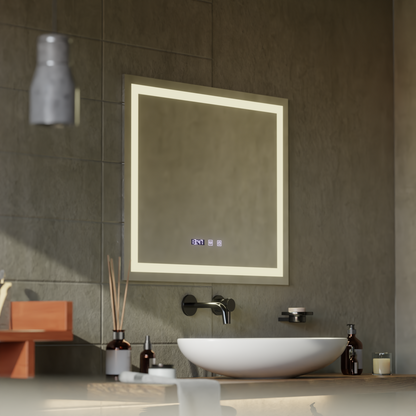 LED Touch MODENA Specchio Sistema Disappannante, Orologio e Temperatura 80x60 cm Specchi Korman S Titolo predefinito Alessandro Design