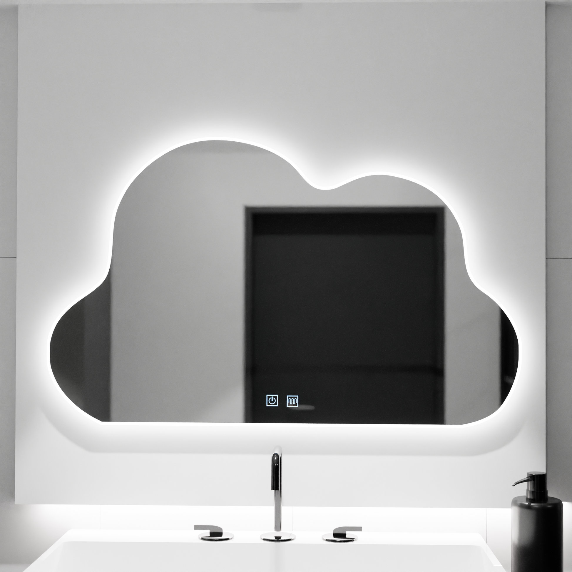 Specchio Cloud LED 60x40cm, Nuvola Touch, Sistema Demister, Specchi Dimmerabili Korman E Titolo predefinito Alessandro Design