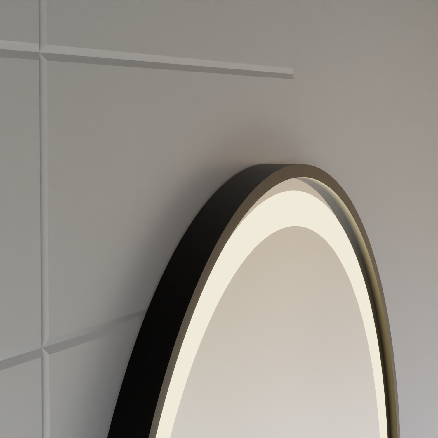 Specchio Touch LED NOVARA Sistema Antiappannamento, Orologio e Temperatura 50 cm Cornice Nera Specchi Spazzolati Korman S Titolo predefinito Alessandro Design