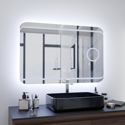 Specchio LED E30S/65X45, Funzione Touch e Disappannamento, Luce Cosmetica, 65x45cm, Luce Fredda 6000K Specchi Korman E Titolo predefinito Alessandro Design