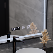 Specchio LED Touch LUCIDA Sistema Disappannante, Orologio e Temperatura Cornice 50x70 cm Specchi Nero Spazzolato Korman S Titolo predefinito Alessandro Design