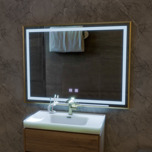 Specchio Kariri LED Touch, 80x60 cm, funzione Demister, cornice spazzolata oro rosa Specchi Korman E Titolo predefinito Alessandro Design