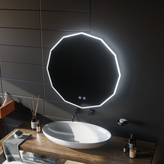 Specchio rotondo a LED, 80 cm, VIVO Touch, sistema antiappannante, specchi dimmerabili Korman E Titolo predefinito Alessandro Design