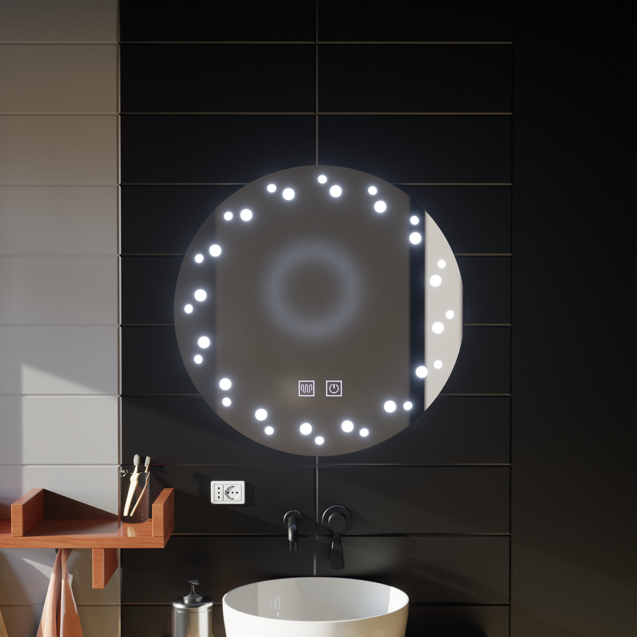 Specchio Touch Ivory LED, Sistema Demister, Diametro 60cm, Luce Fredda 6000K Korman Mirrors E Titolo predefinito Alessandro Design