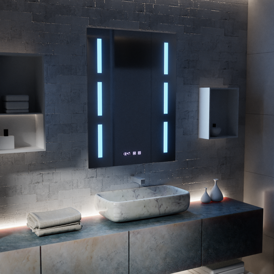 Oglinda LED Touch Erich S86/60X80 Sistem Dezaburire, Ceas si Temperatura 60x80 cm Oglinzi Korman S Default Title Alessandro Design