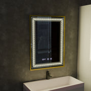 Specchio LED Touch Bruno Demister System, Orologio e Temperatura 60x80 cm Cornice Oro Spazzolato, S84/60X80 Specchi Korman S Titolo predefinito Alessandro Design