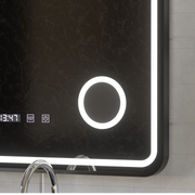 Ulrich LED Touch Mirror Sistema antiappannamento, orologio e temperatura 75x90 cm Cornice nera Specchi ingranditori cosmetici spazzolati Korman S Titolo predefinito Alessandro Design
