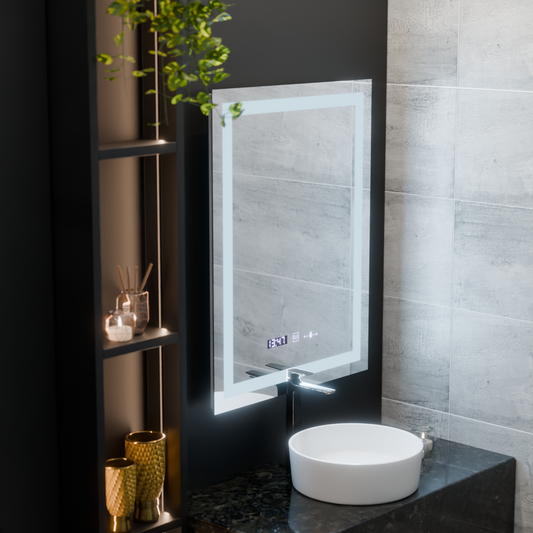 Specchio rettangolare a LED, 75x90 cm, Verite MotionGlow Marcello, Sistema Demister, Orologio e Termometro, Specchi Dimmerabili Marcello Titolo predefinito Alessandro Design