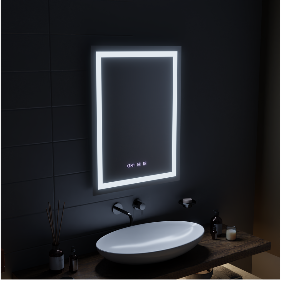 MODENA LED Touch Mirror Sistema Antiappannamento, Orologio e Temperatura 60x80 cm Korman S Specchi Titolo predefinito Alessandro Design