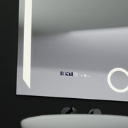 Specchio rettangolare a LED, 60x80 cm, Precision MotionGlow Marcello, sistema antiappannamento, orologio e termometro, lente d'ingrandimento cosmetica, specchi dimmerabili Marcello Titolo predefinito Alessandro Design