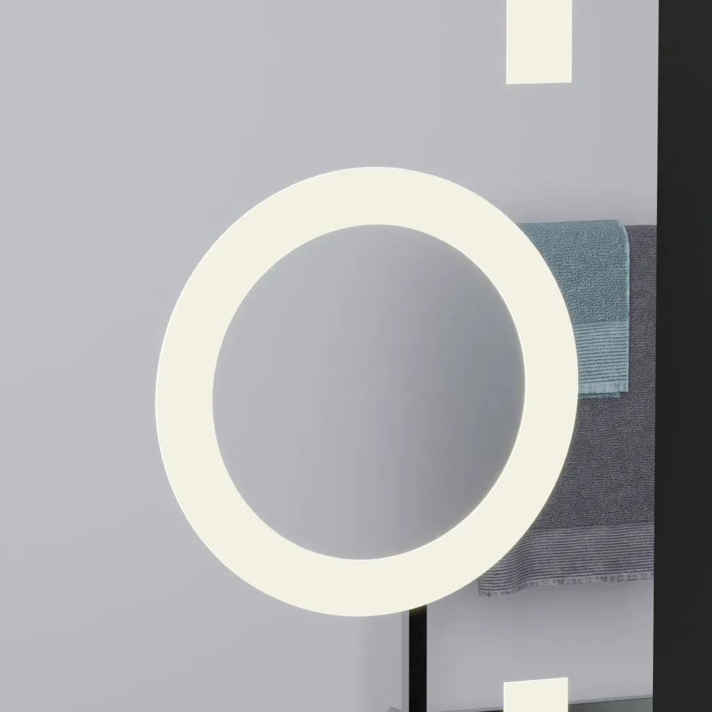 Specchio rettangolare a LED, 60x80 cm, Eclat MotionGlow Marcello, Orologio e Termometro, Sistema Demister, Lente d'ingrandimento cosmetica, Specchi Dimabila Marcello Titolo predefinito Alessandro Design