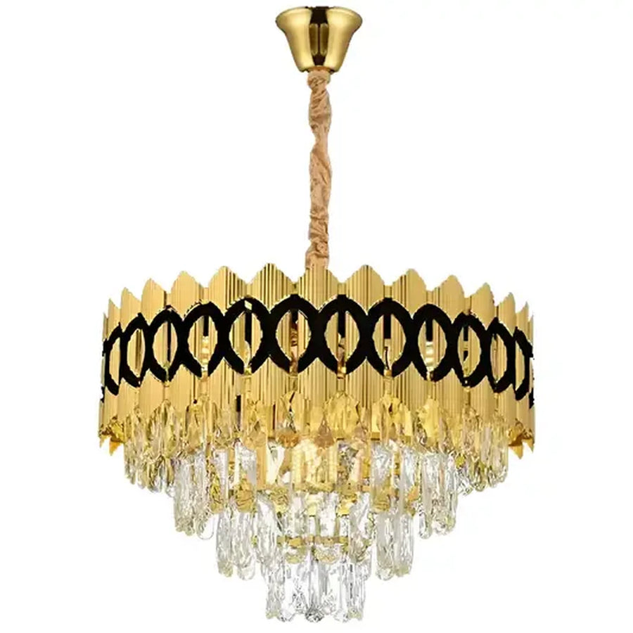 Lampadario in cristallo PIERREFONDS Petito 3xE14, diametro 37,5 cm, oro lucido, altezza regolabile Lampadario in cristallo Titolo predefinito Alessandro Design