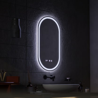 Specchio LED Touch ONIRA Sistema Defog, Orologio e Temperatura 50x80 cm Specchi Korman S Titolo predefinito Alessandro Design