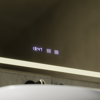 LED Touch MODENA Specchio Sistema Disappannante, Orologio e Temperatura 80x60 cm Specchi Korman S Titolo predefinito Alessandro Design