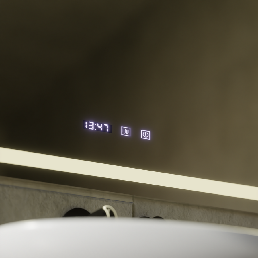 LED Touch MODENA Specchio Sistema Disappannante, Orologio e Temperatura 80x60 cm Specchi Korman S Titolo predefinito Alessandro Design