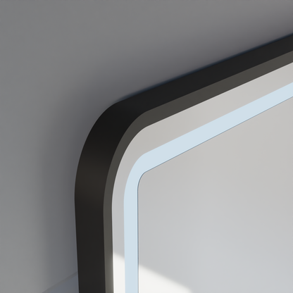 Specchio LED Touch LUCIDA Sistema Disappannante, Orologio e Temperatura Cornice 60x80 cm Specchi Nero Spazzolato Korman S Titolo predefinito Alessandro Design