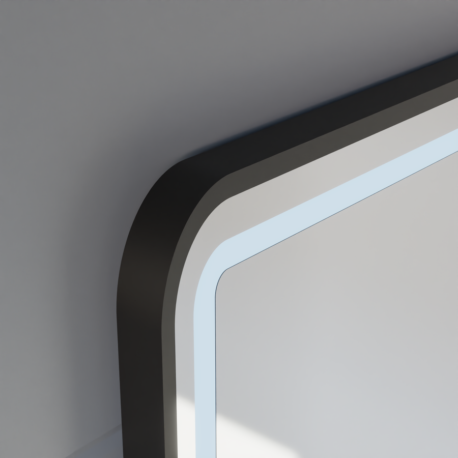 Specchio LED Touch LUCIDA Sistema Disappannante, Orologio e Temperatura Cornice 60x80 cm Specchi Nero Spazzolato Korman S Titolo predefinito Alessandro Design