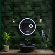 Specchio rotondo a LED, 11 W, 60 cm, sensore Micah Marcello MotionGlow, sistema antiappannamento, orologio e termometro, lente d'ingrandimento cosmetica, specchi Marcello dimmerabili Titolo predefinito Alessandro Design