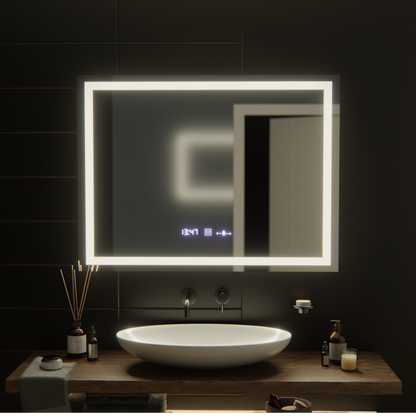 Oglinda LED Rectangulara, 100x75cm, Verite MotionGlow Marcello, Sistem Dezaburire, Ceas & Termometru, Dimabila Oglinzi Marcello Default Title Alessandro Design