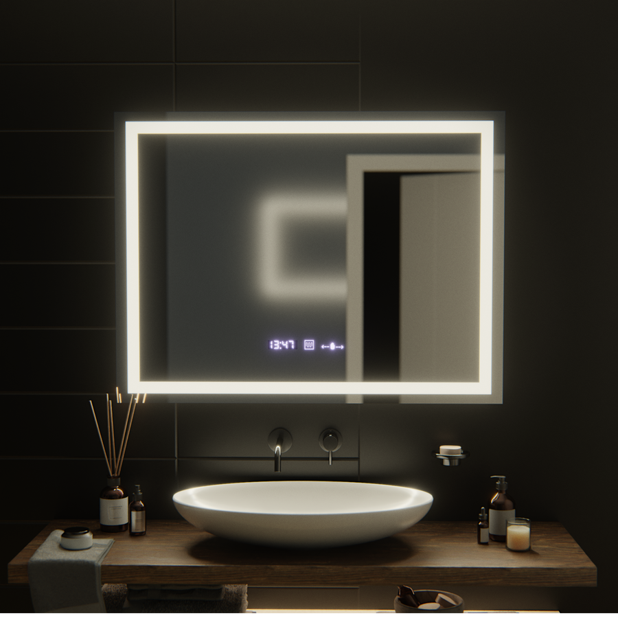 Oglinda LED Rectangulara, 100x75cm, Verite MotionGlow Marcello, Sistem Dezaburire, Ceas & Termometru, Dimabila Oglinzi Marcello Default Title Alessandro Design