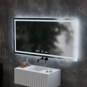 Specchio LED rettangolare, 120x60cm, Verite MotionGlow Marcello, Sistema di disappannamento, Orologio e Termometro, Specchi Dimmerabili Marcello Titolo predefinito Alessandro Design