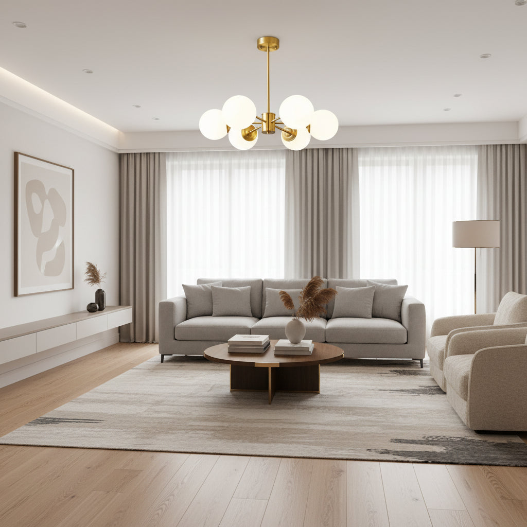 Lampadario LC801/6GD, 6x E27, Oro Bianco, Metallo Lampadari Moderni Titolo predefinito Alessandro Design