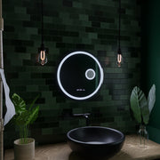 Specchio rotondo a LED, 11 W, 60 cm, sensore Micah Marcello MotionGlow, sistema antiappannamento, orologio e termometro, lente d'ingrandimento cosmetica, specchi Marcello dimmerabili Titolo predefinito Alessandro Design