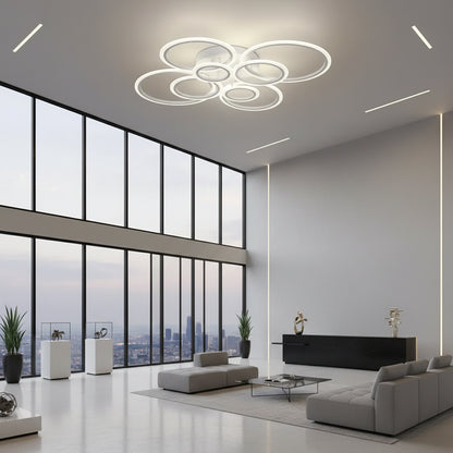 Lustra LED cu telecomanda BETTY 127W, 8 Cercuri, lumina Rece/Calda/Neutra, Dimabila, Alb Lustre LED cu Telecomanda Default Title Alessandro Design