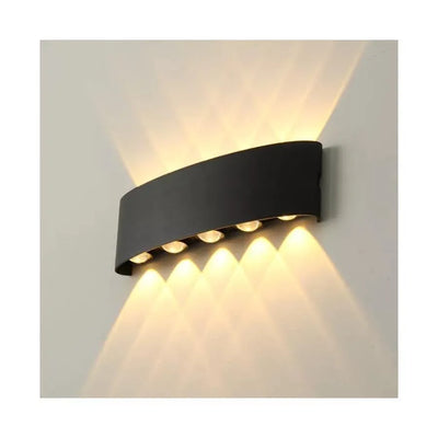 Fantas lampada da parete LED Interno/Esterno, 10 Sorgenti x 1W, IP65, Nero, 3000K