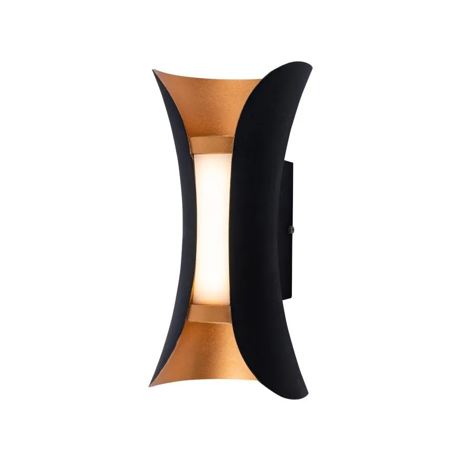 Lampada da parete per esterno Ucrus, 12W, Nero con oro, Lampada da parete per esterno 3000K Titolo predefinito Alessandro Design