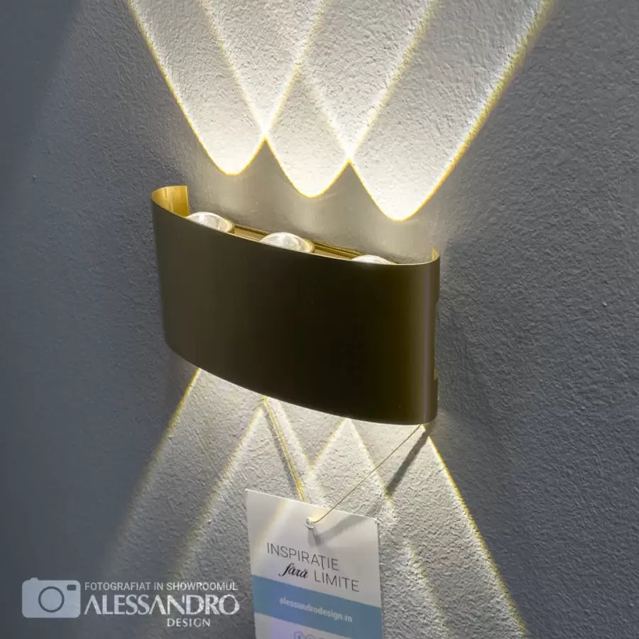 Fantas Lampada da Parete LED per Esterno e Interno, 6 Sorgenti x 1W, IP65, Metallizzato, Oro, 3000K Lampade da Parete per Esterno Titolo predefinito Alessandro Design