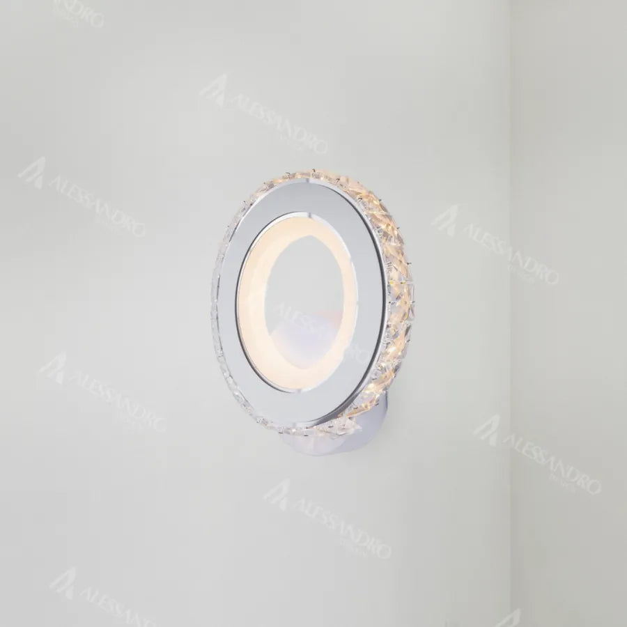 Borandis lampada da parete a LED 16W, Bianco con Cromo, Acrilico e Cristallo, Luce Fredda/Calda/Neutra Lampade da parete per interni Titolo predefinito Alessandro Design
