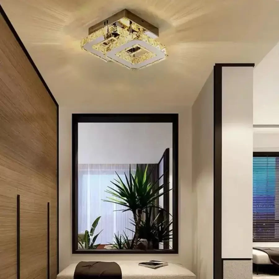 Lampadario LED in cristallo JEREMIAH 48W, 2 Quadrati, Luce Fredda/Calda/Neutra, Lampadari LED Cromo Lucido Titolo predefinito Alessandro Design