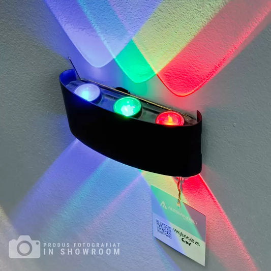 Aplica LED Fantas RGB Interior/Exterior, 6 Surse x 1W, IP65, Negru, 3000K