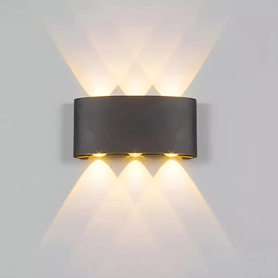 Lampada da parete a LED Fantas per interni ed esterni, 6 sorgenti x 1W, IP65, metallizzato, nero, 3000K