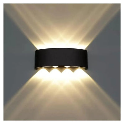 Lampada da Parete Fantas LED per Esterni e Interni, 8 Sorgenti x 1W, IP65, Metallizzato, Nero, 3000K
