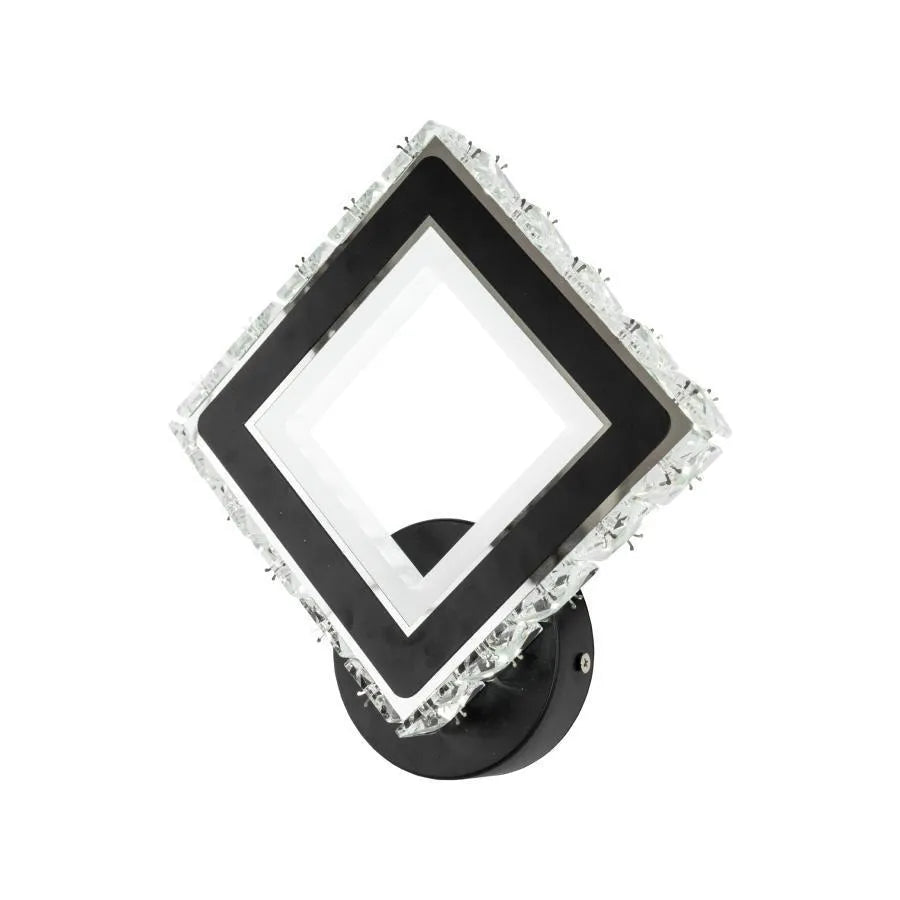 TERRANO Lampada da Parete a LED con Cristalli, Quadrata, 24W, Luce Fredda/Calda/Neutra, Lampada da Parete per Interni Nera e Acciaio Inossidabile Titolo predefinito Alessandro Design