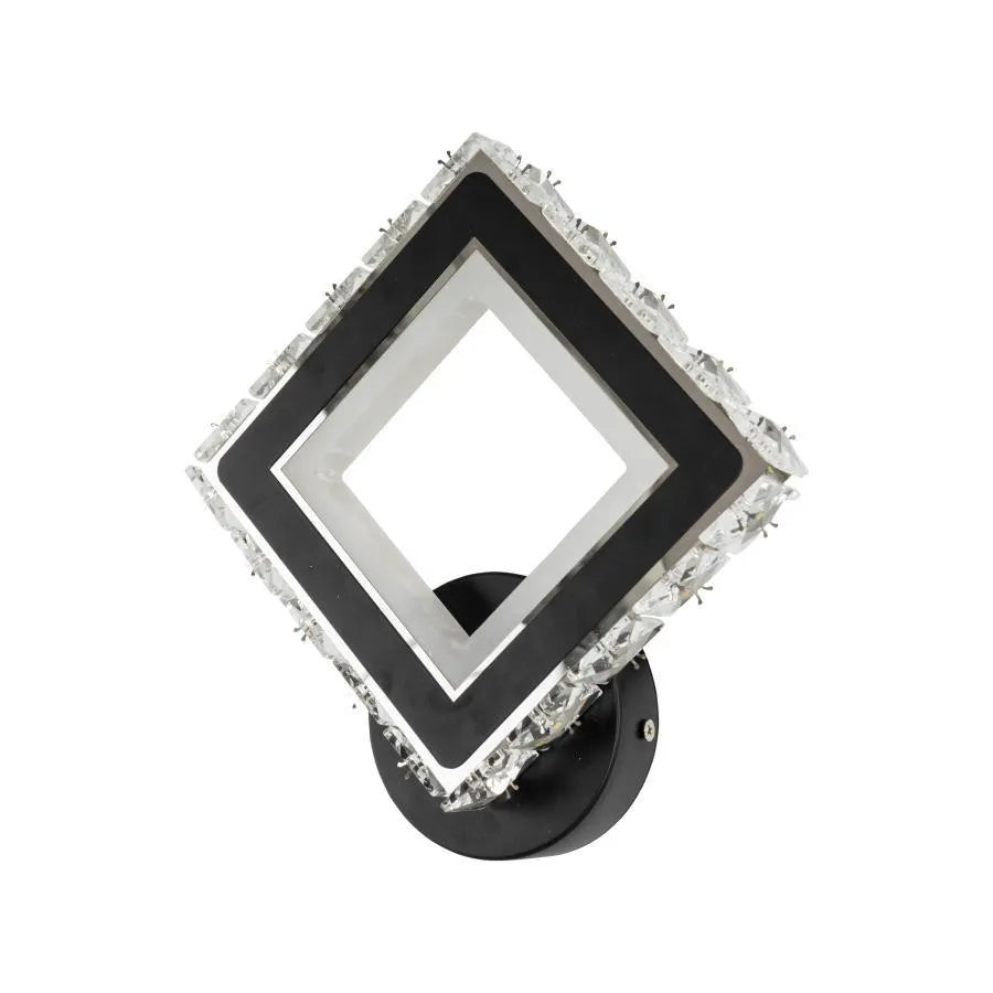 TERRANO Lampada da Parete a LED con Cristalli, Quadrata, 24W, Luce Fredda/Calda/Neutra, Lampada da Parete per Interni Nera e Acciaio Inossidabile Titolo predefinito Alessandro Design