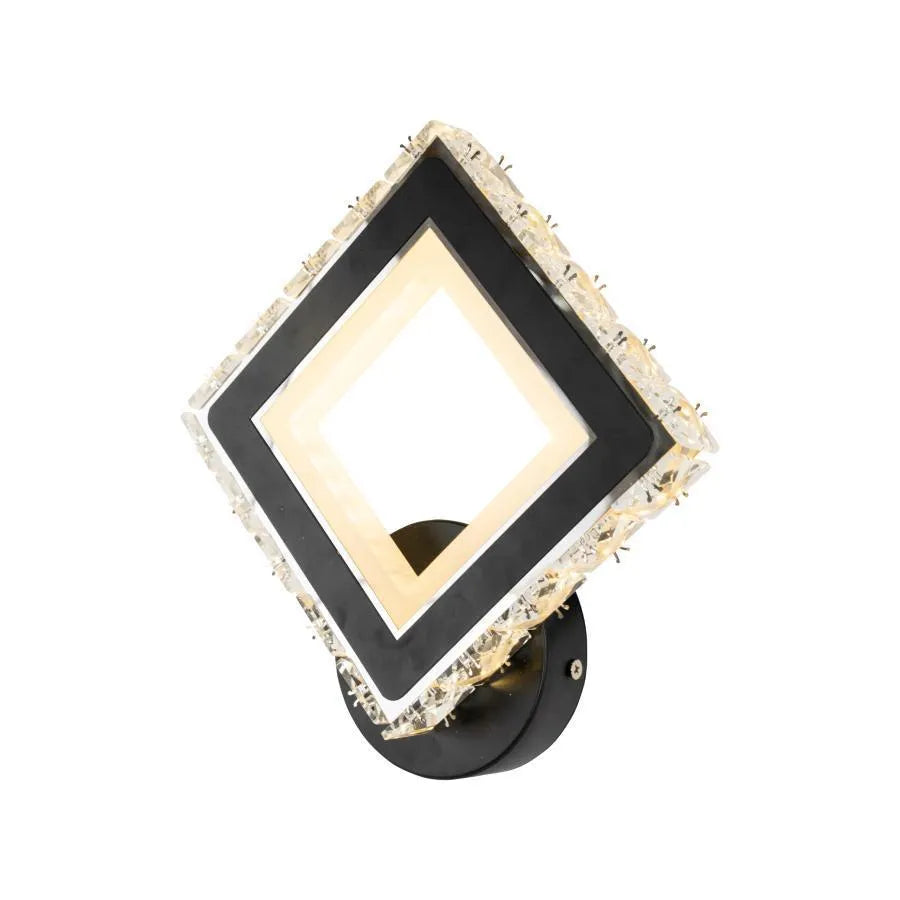 TERRANO Lampada da Parete a LED con Cristalli, Quadrata, 24W, Luce Fredda/Calda/Neutra, Lampada da Parete per Interni Nera e Acciaio Inossidabile Titolo predefinito Alessandro Design