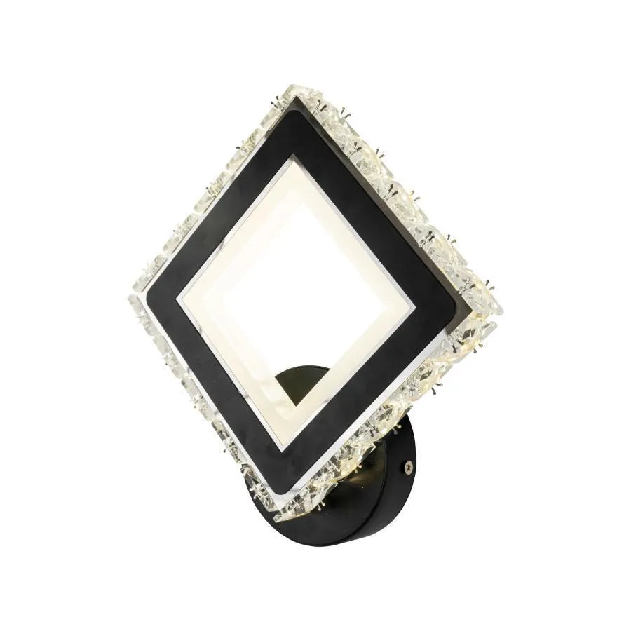 TERRANO Lampada da Parete a LED con Cristalli, Quadrata, 24W, Luce Fredda/Calda/Neutra, Lampada da Parete per Interni Nera e Acciaio Inossidabile Titolo predefinito Alessandro Design