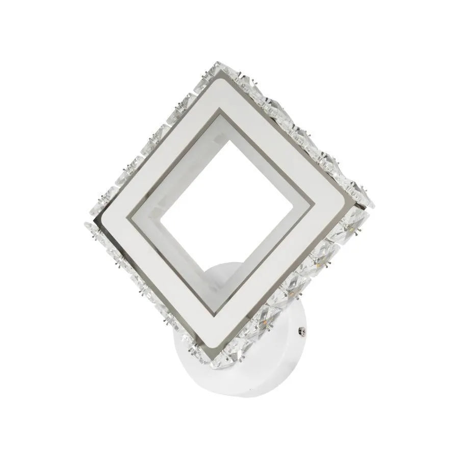 TERRANO Lampada da Parete a LED con Cristalli, Quadrata, 24W, Luce Fredda/Calda/Neutra, Lampada da Parete per Interni Bianca e Acciaio Inossidabile Titolo predefinito Alessandro Design