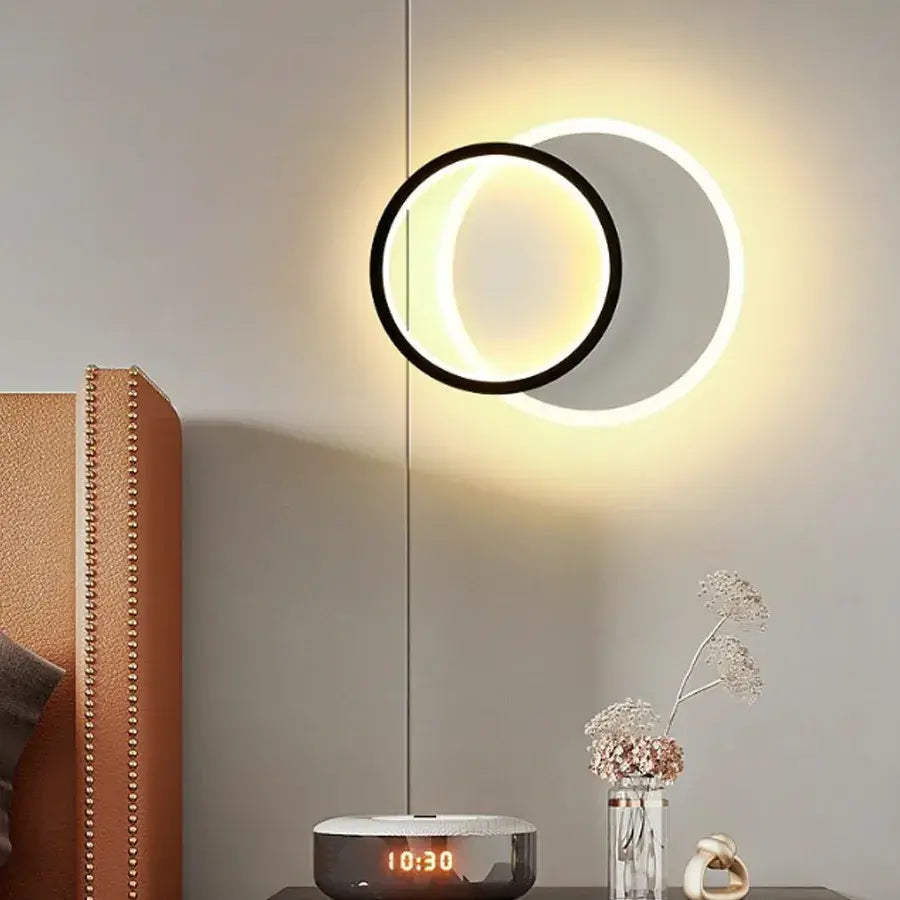 SMALON Lampada da parete a LED 26W, 2 Cerchi, Luce Fredda/Calda/Neutra, Lampadario LED Bianco Nero Titolo predefinito Alessandro Design