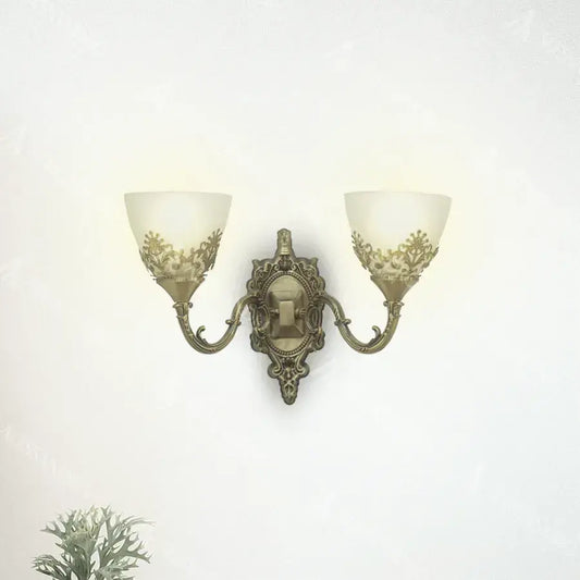 Aplica Rustic COTTAGE, 2xE27, Bronz cu Alb, Metal si Sticla Aplice de Interior Default Title Alessandro Design