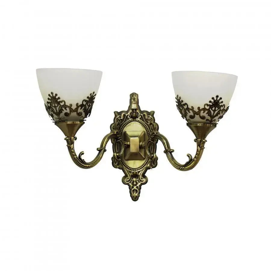 Lampada da parete rustica COTTAGE, 2xE27, Bronzo con bianco, metallo e vetro Lampade da parete per interni Titolo predefinito Alessandro Design
